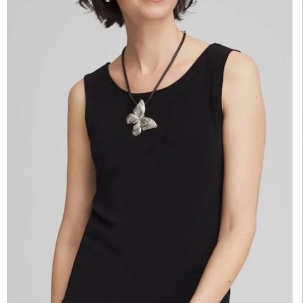 "Chico's Top Negro Sin Mangas Talla 2 (US 12/14) – Tela Slinky Rayón"